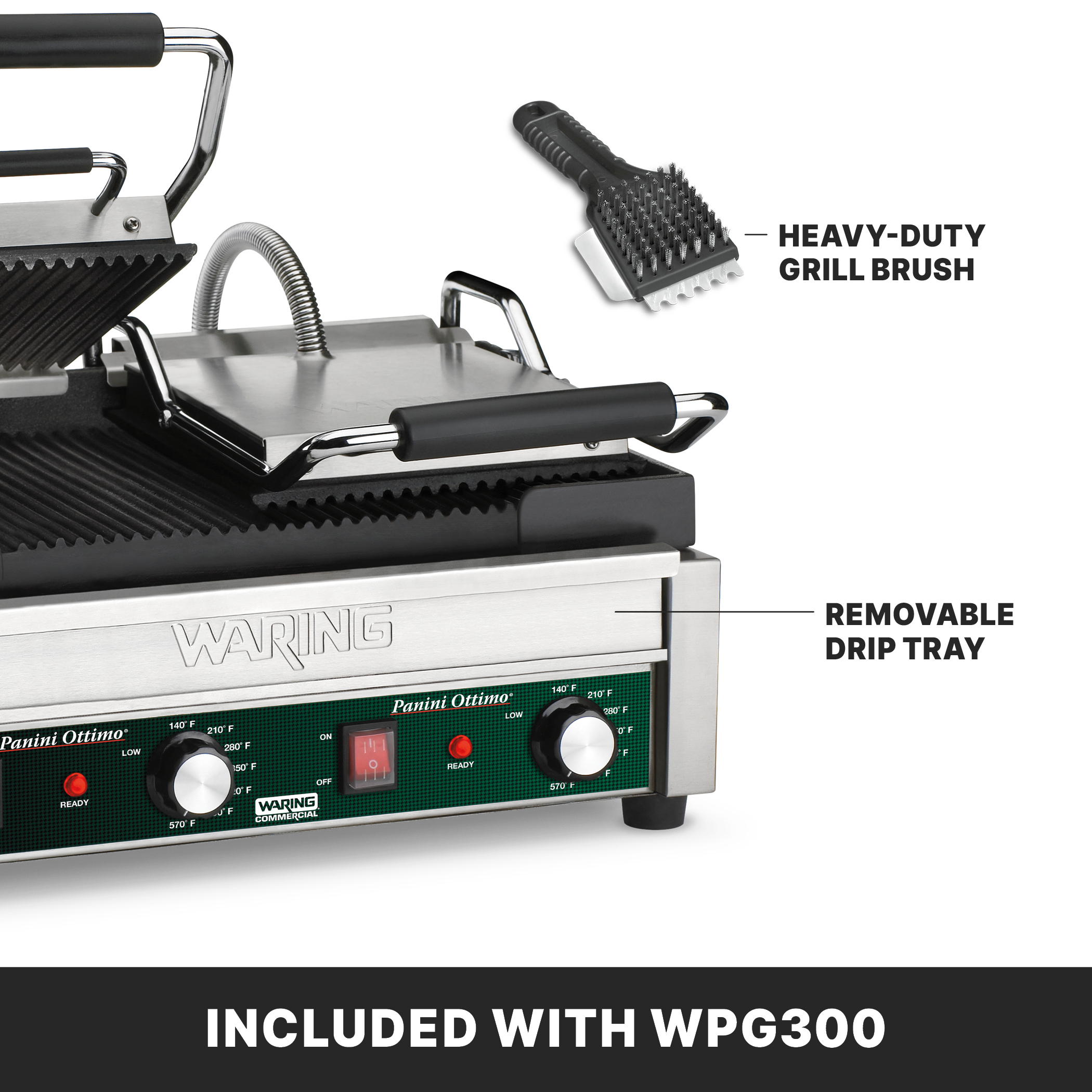 Double Ribbed Panini Grill, 17" x 9.5"